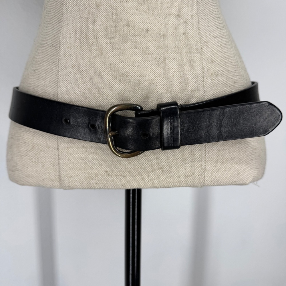 Carhartt Mens Black Genuine Leather Belt Brass Buckle Size Medium Workwear